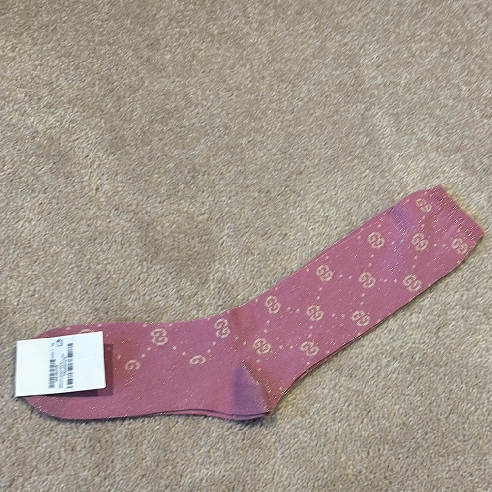 Gucci Pink Patterned Sock unisex fit women’s 8- 9 1/2 - Picture 4 of 5